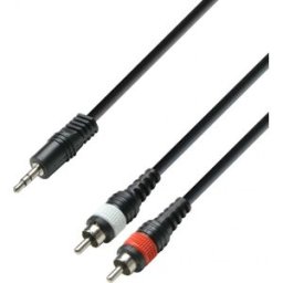 Adam Hall Cables 3 STAR YWCC 0600 - Câble Audio Mini-Jack 3,5 mm stéréo vers 2 x RCA mâle 6 m - Câbles Y