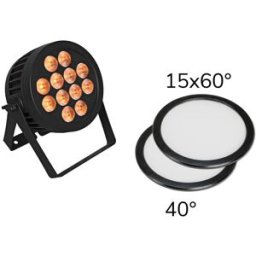 EUROLITE Set LED IP PAR 12x8W QCL Spot + 2x Couvercle diffuseur (15x60° et 40°) - Kits