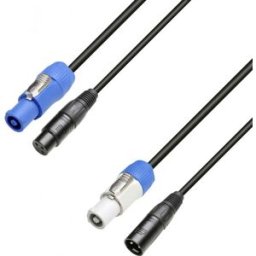 Adam Hall Cables 8101 PSDT 0150 - Entrée Power Twist et XLRf vers sortie Power Twist et XLRm 1,5 m - Câbles hybrides DMX, AES/EBU