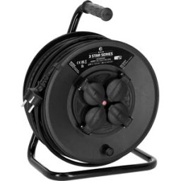 Adam Hall Cables 3 STAR CD 50 PWR - Enrouleur de câble électrique 4-fois Schuko IP44, 50m - Enrouleur de câble