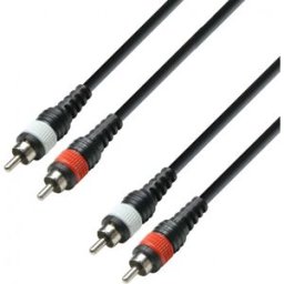Adam Hall Cables K3 TCC 0100 M - Câble audio gainé 2 connecteurs RCA - Câbles jumeaux