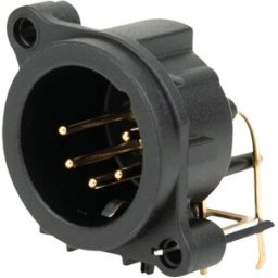 NEUTRIK XLR 5 broches mâle châssis plaqué or - montage horizontal sur circuit imprimé - IP40 - noir - Prise encastrables