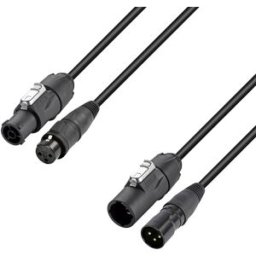 Adam Hall Cables 4 STAR H TCON D 0150 - Câble hybride Secteur et DMX XLR 3 broches x X Series - Câbles DMX à 5 pôles vers powerCON et connec...