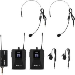 Vonyx WM552B Dual Wireless Bodypack Microphone Plug-and-Play Set UHF - Systèmes de casque audio