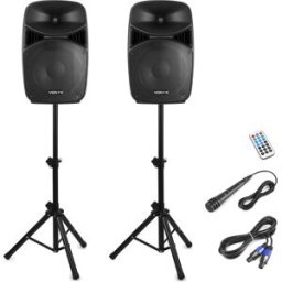 Vonyx VPS152A Ensemble de haut-parleurs 1000W Plug & Play avec pieds - Kits de haut-parleurs