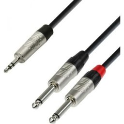 Adam Hall Cables 4 STAR YWPP 0300 - Câble Audio REAN Mini-Jack 3,5 mm stéréo vers 2 x Jack 6,35 - Câbles Y