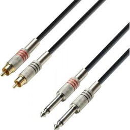 Adam Hall Cables 3 STAR TPC 0600 - Câble Audio 2 x RCA mâle vers 2 x Jack 6,35 mm mono 6 m - Câbles jumeaux