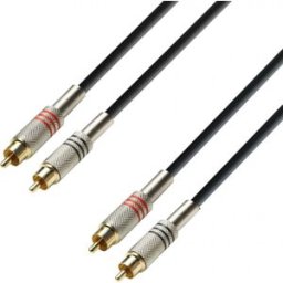 Adam Hall Cables 3 STAR TCC 0100 - Câble Audio 2 x RCA mâle vers 2 x RCA mâle 1 m - Câbles jumeaux