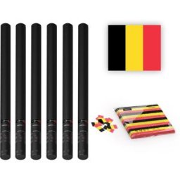 MagicFX Drapeau « Magic FX Slowfall Confetti » Belgique 55 x 35 mm - 1 kg + 6 canons manuels de 80 cm - Vides - Canons à confettis manuels