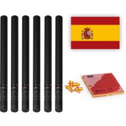 MagicFX Drapeau « Magic FX Slowfall » avec confettis, Espagne, 55 x 35 mm - 1 kg + 6 canons manuels de 80 cm - Vides - Canons à confettis manuels