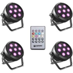Cameo ROOT® PAR 4 SET 1 - Set composé de 4 x CLROOTPAR4 avec télécommande infrarouge - Projecteurs PAR LED