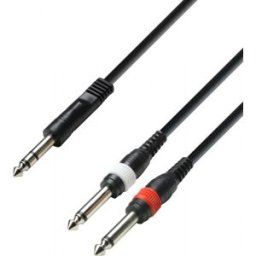 Adam Hall Cables 3 STAR YVPP 0600 - Câble Audio Jack 6,35 mm stéréo vers 2 x Jack 6,35 mm mono - Câbles Y