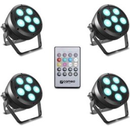 Cameo ROOT® PAR 6 SET 1 - Set composé de 4 x CLROOTPAR6 avec télécommande infrarouge - Projecteurs PAR LED