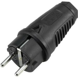 PCE Black rubber electric plug, prof. version - Connecteurs Schuko