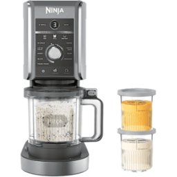 Machine à glace Ninja CREAMi Deluxe 10-en-1 – Glaces, sorbets et gelato maison Argent NC502EU par SharkNinja