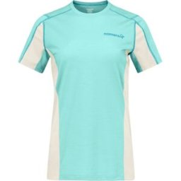 Norrona - T-shirt d'alpinisme en laine de mérinos régulant la température - Falketind Equaliserull T-Shirt W Aqua Haze Whisper White pour Femme en