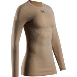 X-Bionic - T-shirt thermique à manches longues - Mightywool Shirt LS W Sand pour Femme en Laine - Taille M - Beige