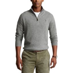 Ralph Lauren Pull Troyer coupe classique gris clair XXL