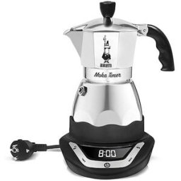 Bialetti Espresso électrique EASY TIMER 6 tasses Alu / Noir argent