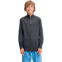 Jack & Jones Pull à Demi-zip Emil Dark Grey Melange 10 Années Garçon