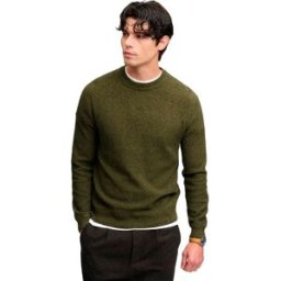 Superdry Pull Texture Knit Jumper Olive / Black Twist L Homme