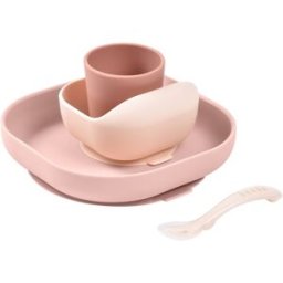 Beaba 4-Piece Silicone Dinner Set service de table Cotton Candy 4m+