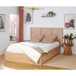 Ma Chambre d'Enfant Lit ado avec sommier Uma et tête de lit Elvy Hêtre 140x200 cm