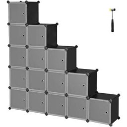 SONGMICS Armoire à chaussures modulable, Noir / 153 x 31 x 153 cm