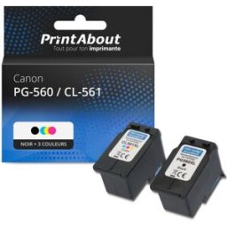 PrintAbout PG-560XL / CL-561XL Cartouche d'encre compatible Canon Noir + Multipack 3 couleurs Haute Capacité Noir + 3 couleurs