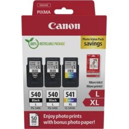 Canon PG-540L + PG-540L + CL 541XL photo value pack - Noir + 3 couleurs - Cartouche d'encre - Multipack Noir + 3 couleurs