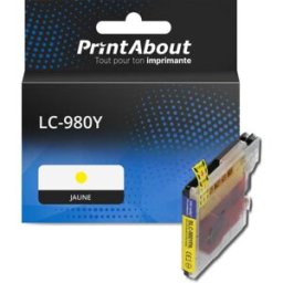 PrintAbout Cartouche compatible Brother LC-980Y - Jaune Jaune