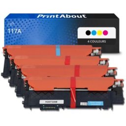 PrintAbout Toner compatible HP 117A (W2070A) - 4 couleurs - Grande capacité - Multipack 4 couleurs
