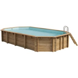 Piscine Ubbink bois Azura - 400 x 750 x H 130 cm (Filtre à sable) - Liner bleu 75/100 ème