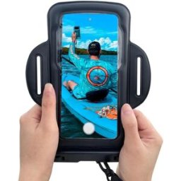 INF Brassard de téléphone étanche IPX8 avec fenêtre tactile transparente et bande PVC élastique réglable Le noir
