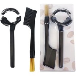 INF Brosse de nettoyage pour machine à café – Double tête détachable + brosse 51mm à poils de sanglier, manche PP noir