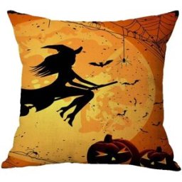 INF Housse de coussin décorative d'Halloween en lin pour canapé - Ambiance festive S