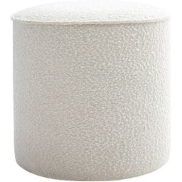 Miliboo Pouf rond en tissu effet laine bouclée blanc D40 cm PAUL