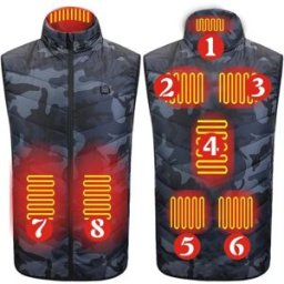 INF Gilet Chauffant Camouflage Huit Zones avec Contrôle Unique - Contrôle de Température Alimenté par USB 3XL