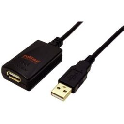 Roline Câble USB USB 2.0 USB-A mâle, USB-A femelle 5.00 m noir actif avec amplification du signal 12.04.1089