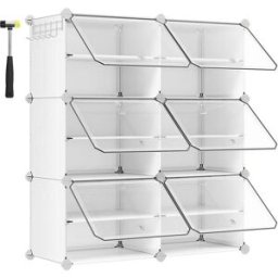 SONGMICS Rangement chaussures 6 compartiments modulable, Blanc / 6 Compartiments