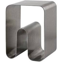 Tabouret et rangement magazine argenté plein 32 cm Curva - AYTM