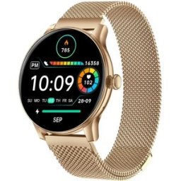 INF Montre connectée multifonction avec appels Bluetooth, suivi santé et modes sportifs, compatible avec APPLE, compatible avec Or