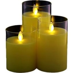 INF Ensemble de 3 bougies LED sans flamme avec verre et télécommande Transparent