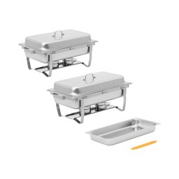 Chafing Dish - set de 2 - GN 1/1 - 2 x 7,5 l - 2 bruleurs à pâte - Royal Catering