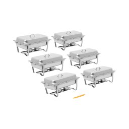 Chafing Dish - set de 6 - GN 1/1 - 6 x 7,5 l - 6 bruleurs à pâte - Royal Catering