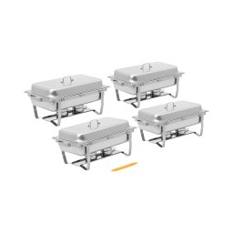 Chafing Dish - set de 4 - GN 1/1 - 4 x 7,5 l - 4 bruleurs à pâte - Royal Catering