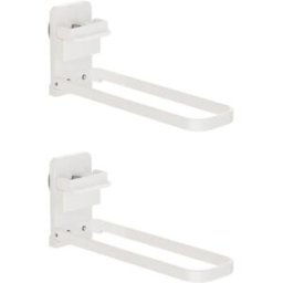 INF Porte-serviettes pliable à ventouse 2 pièces – Double barre en aluminium, montage sans perçage, gain de place Blanc