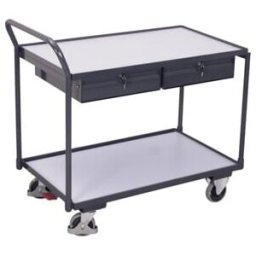 VARIOfit ESD Servante avec 2 plateaux et 2 tiroirs, poignée coulissante orientée vers le haut (sw-600.959)