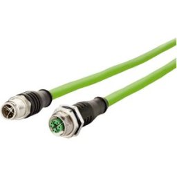 Metz Connect 142M2X12100 M12 Câble réseau, câble patch CAT 6a S/FTP 10.00 m vert gaine PUR, résistant aux acides, résistant à lozone, résistant aux UV, pour
