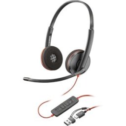HP Poly Blackwire C3220 Micro-casque supra-auriculaire filaire Stereo noir Noise Cancelling micro-casque, volume réglable, mise en sourdine du microphone